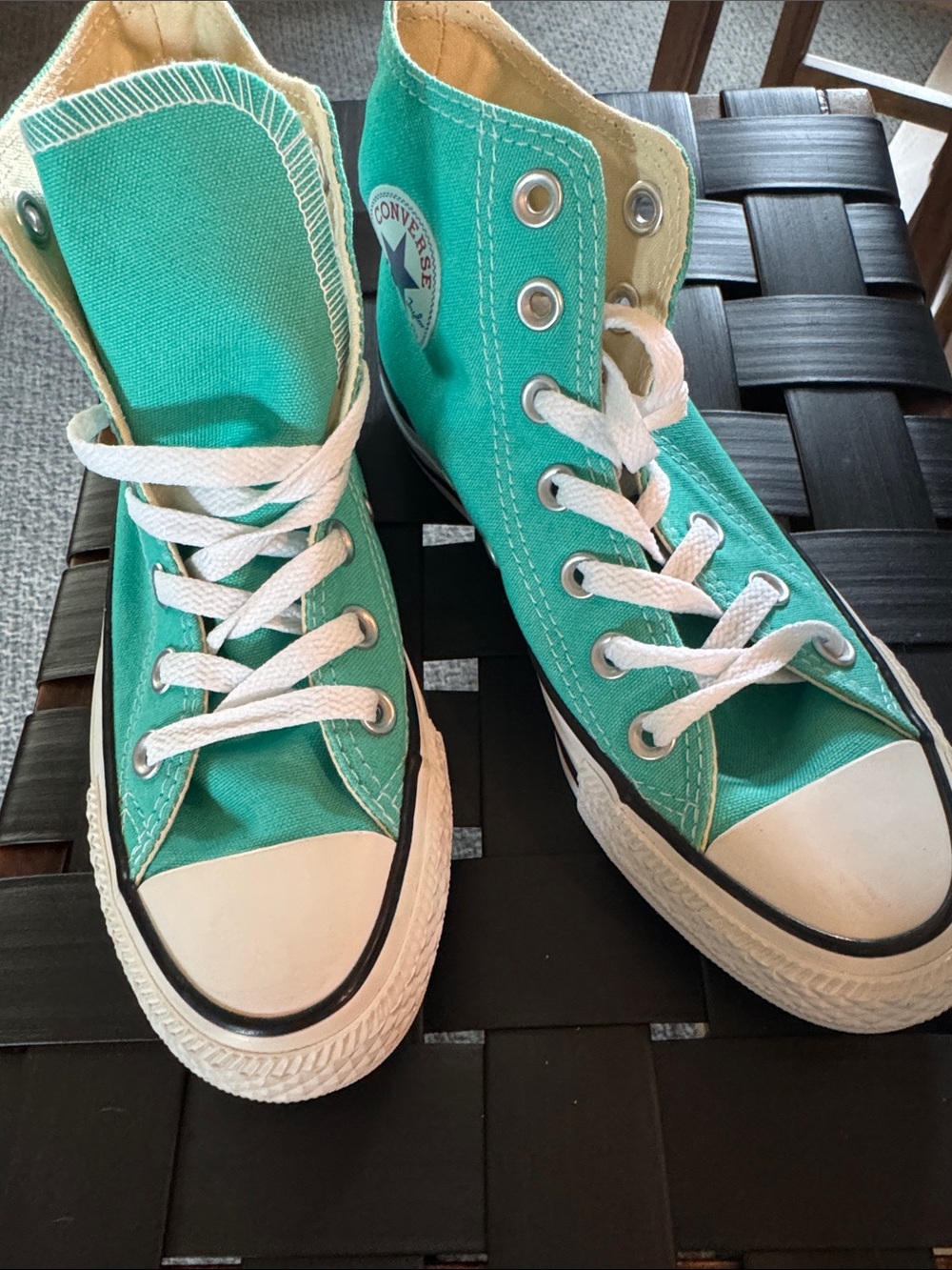 Converse kids/womens Teal High Top Sneakers with White Accents